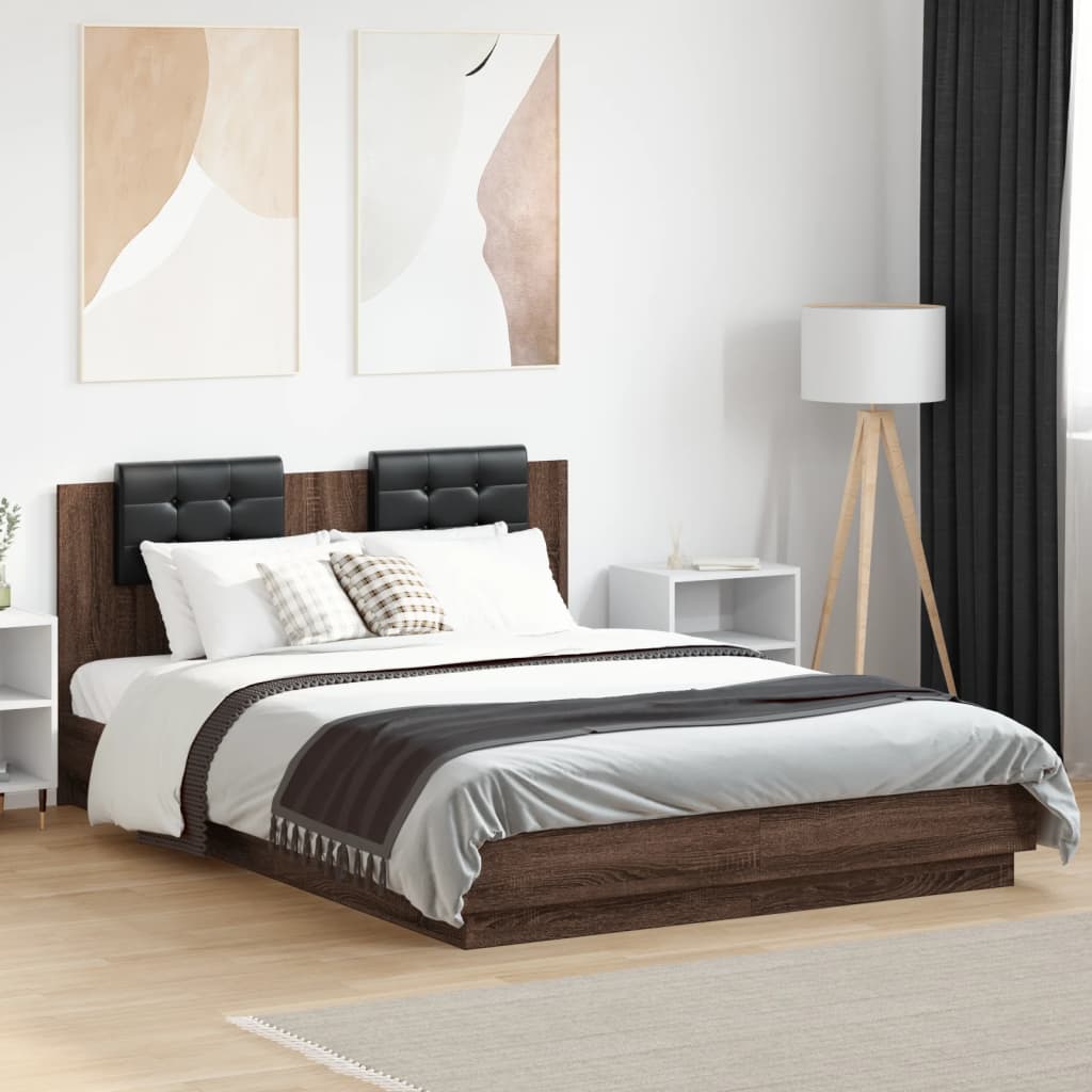 Bed Frame without Mattress Brown Oak 120x200 cm