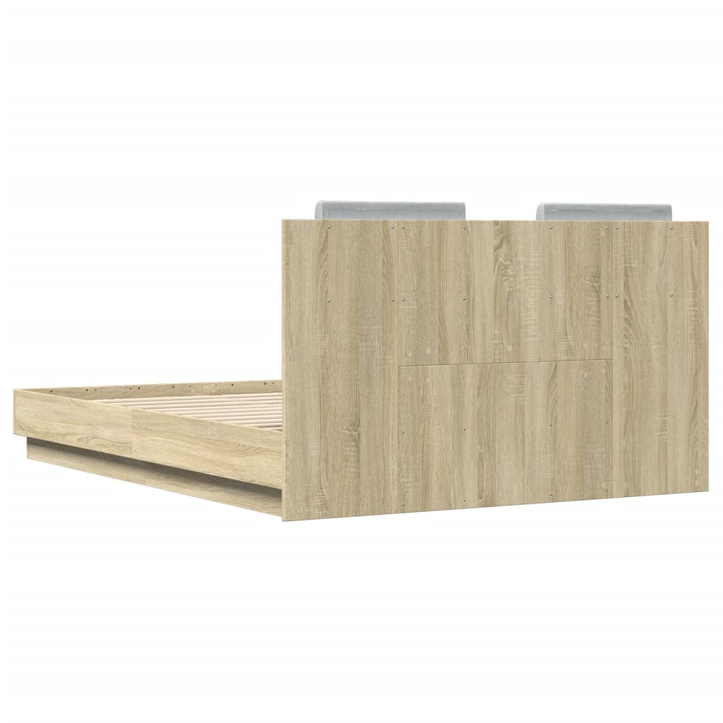 Bed Frame without Mattress Sonoma Oak 135x190 cm Double
