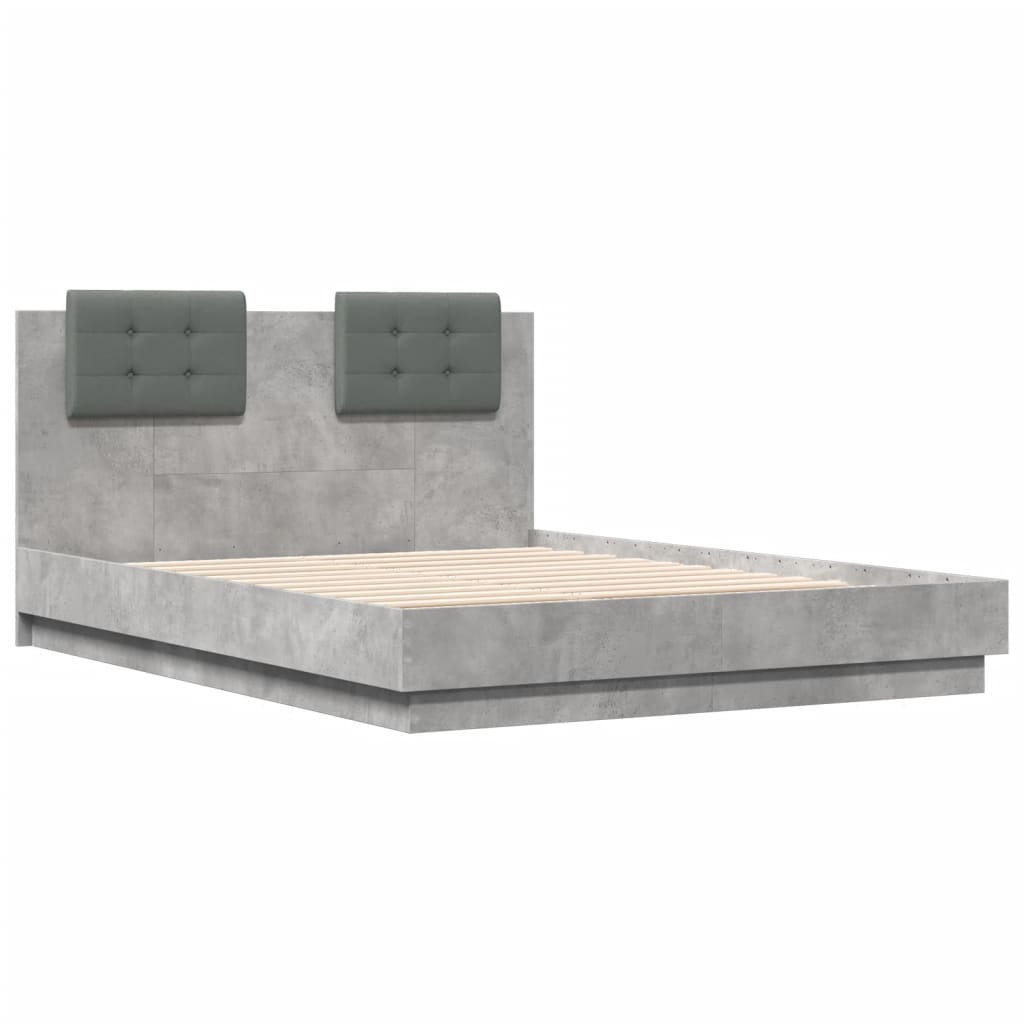 Bed Frame without Mattress Concrete Grey 135x190 cm Double