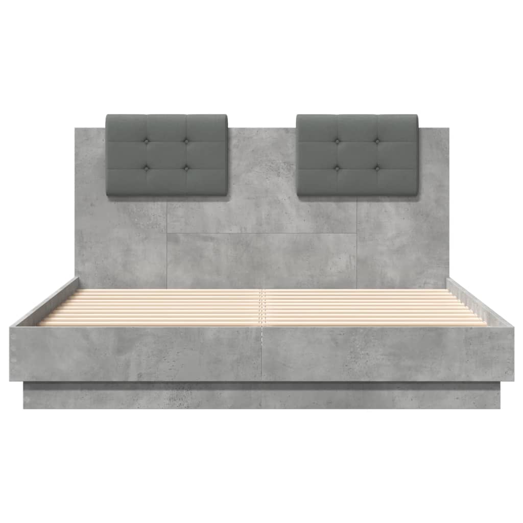 Bed Frame without Mattress Concrete Grey 135x190 cm Double