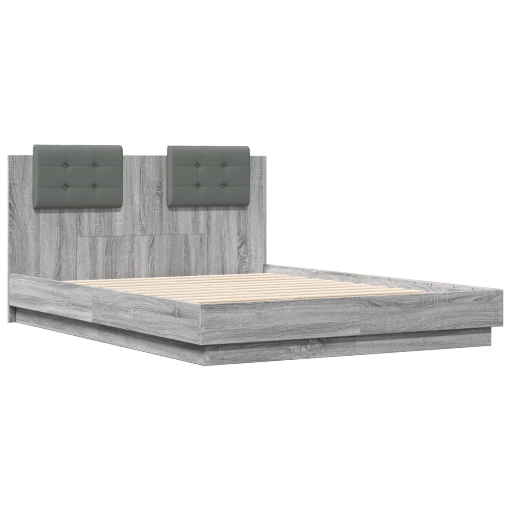 Bed Frame without Mattress Grey Sonoma 135x190 cm Double