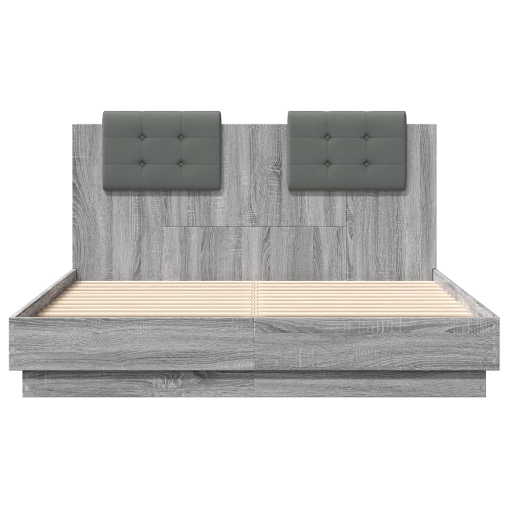 Bed Frame without Mattress Grey Sonoma 135x190 cm Double