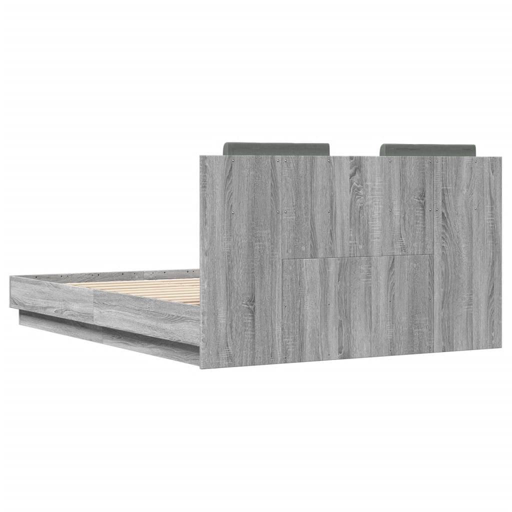 Bed Frame without Mattress Grey Sonoma 135x190 cm Double