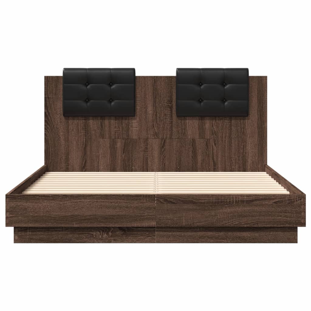 Bed Frame without Mattress Brown Oak 135x190 cm Double