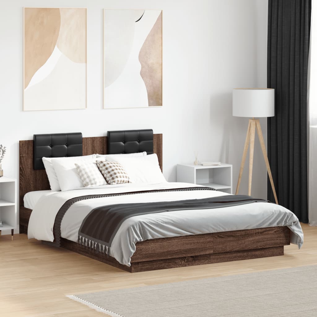 Bed Frame without Mattress Brown Oak 135x190 cm Double