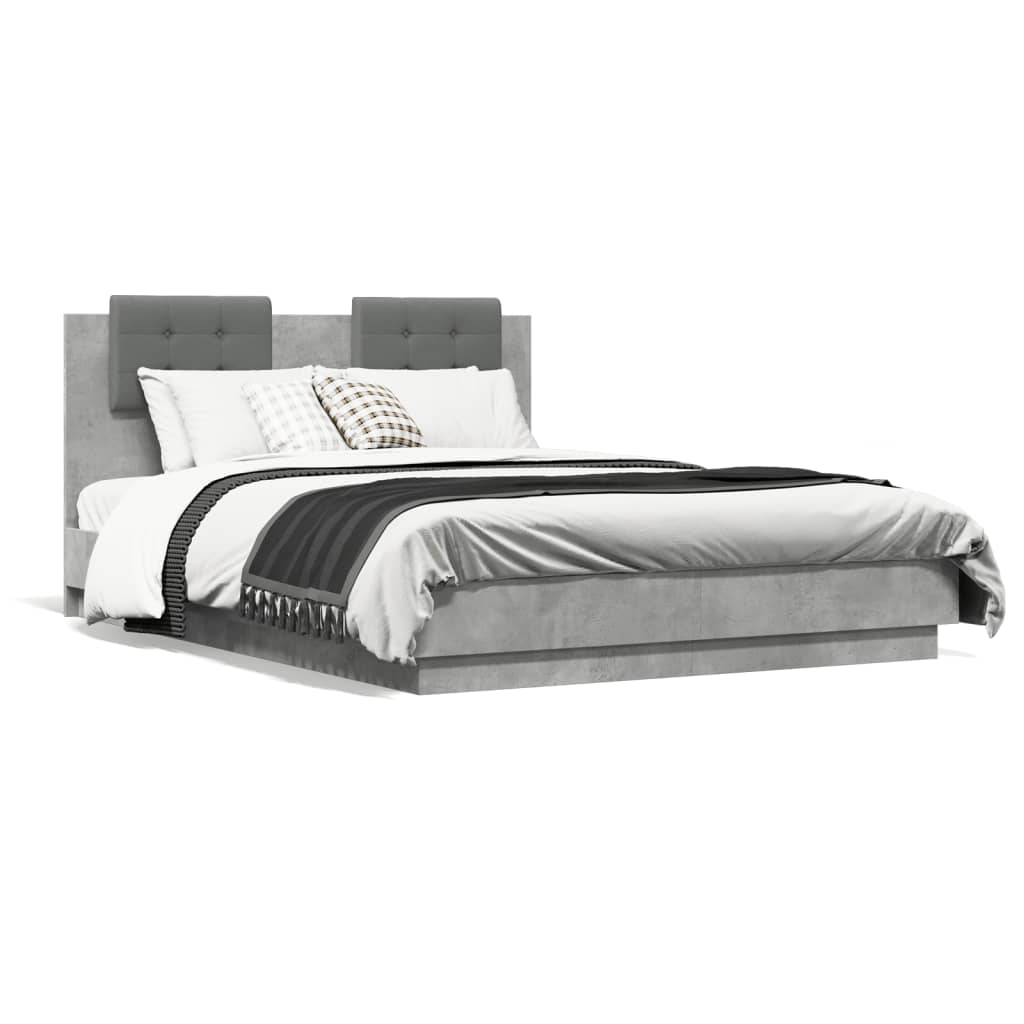 Bed Frame without Mattress Concrete Grey 120x190 cm Small Double