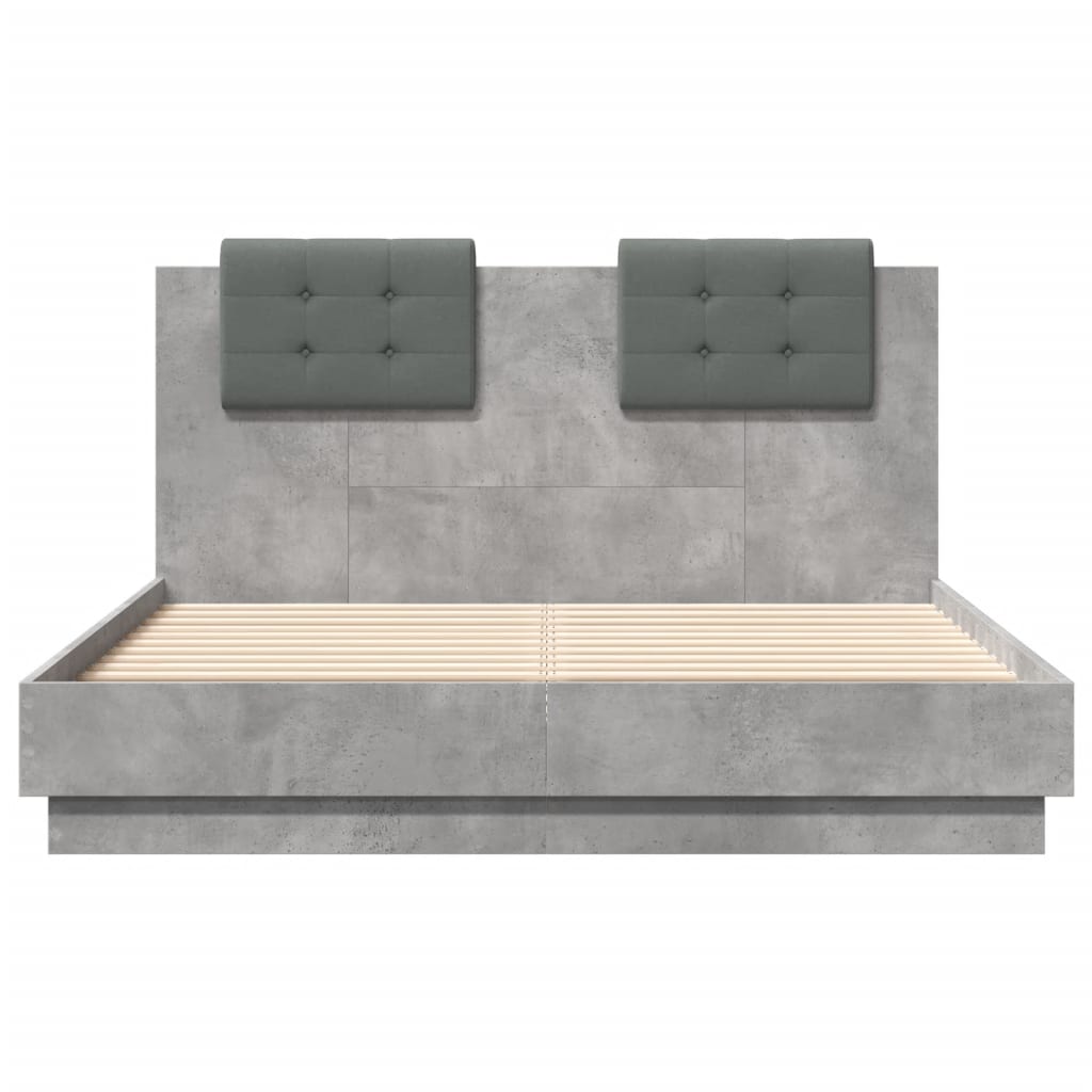 Bed Frame without Mattress Concrete Grey 120x190 cm Small Double