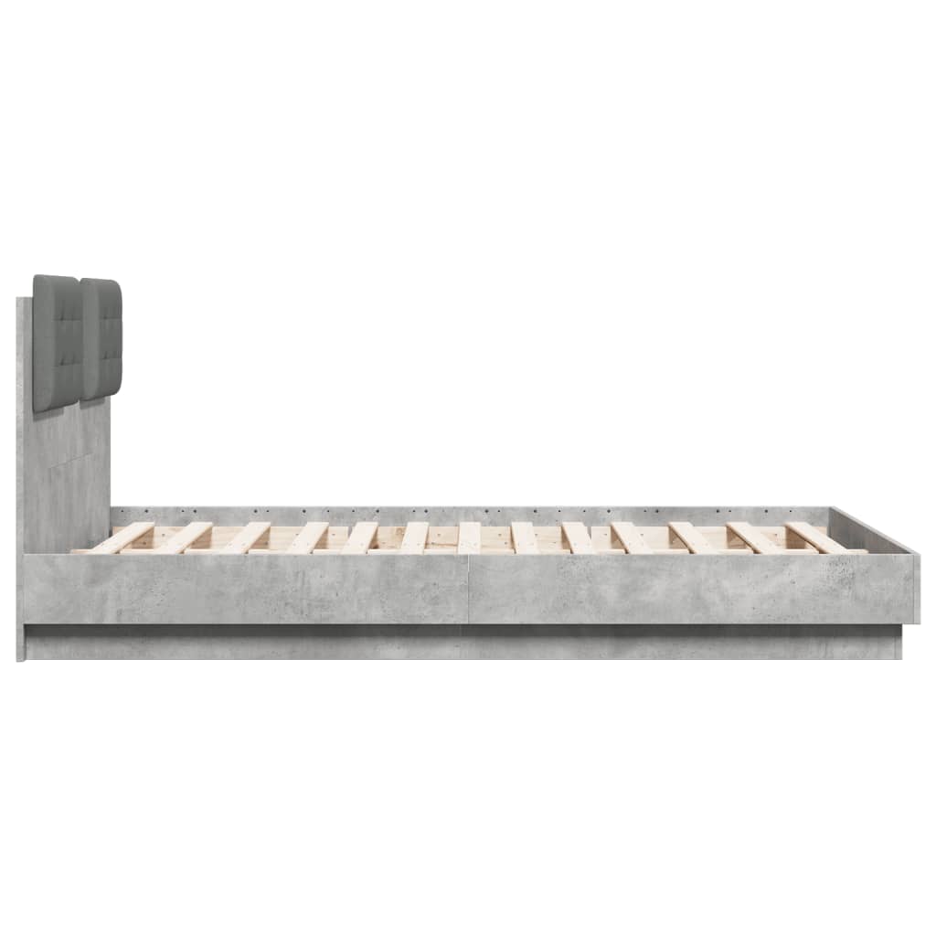 Bed Frame without Mattress Concrete Grey 120x190 cm Small Double