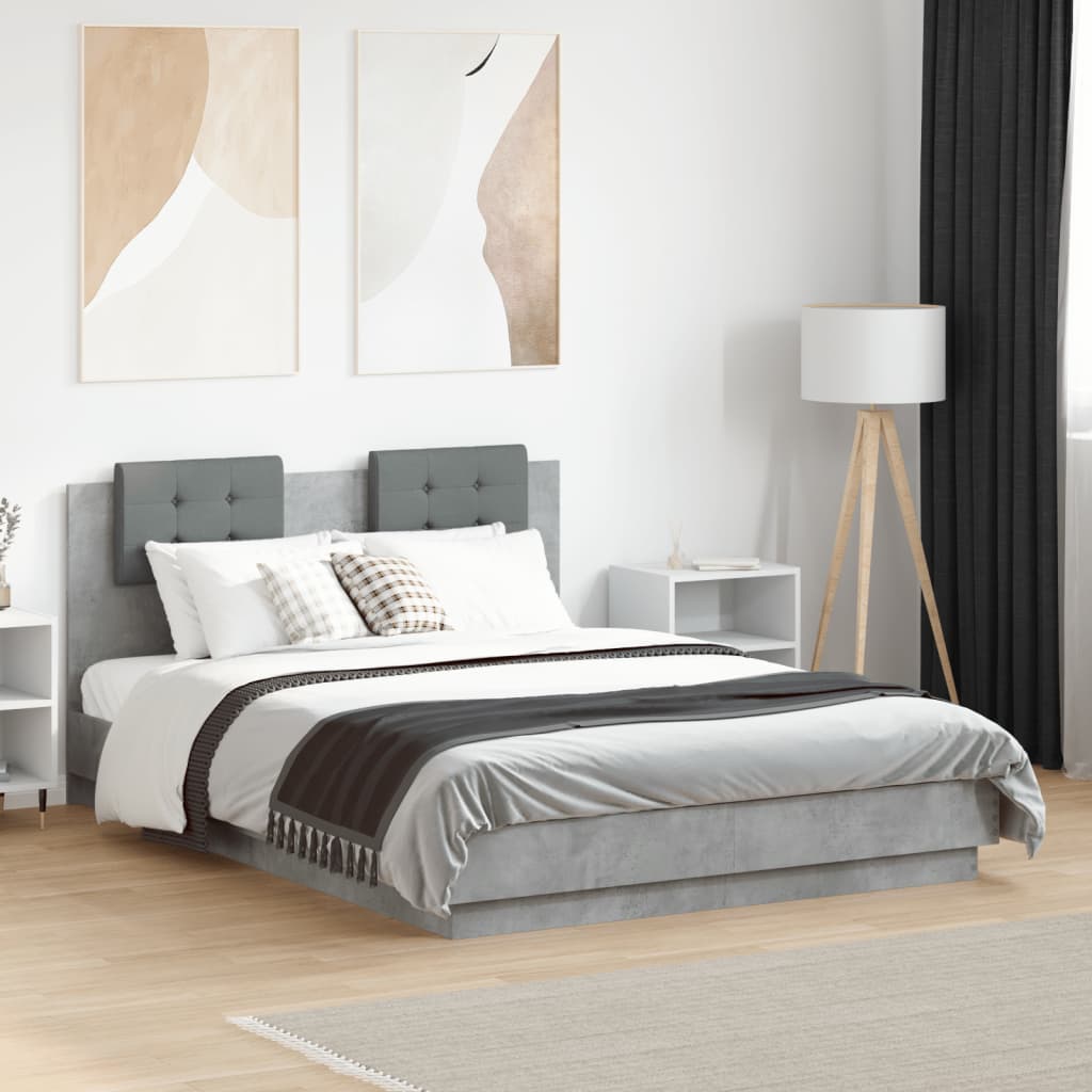 Bed Frame without Mattress Concrete Grey 120x190 cm Small Double