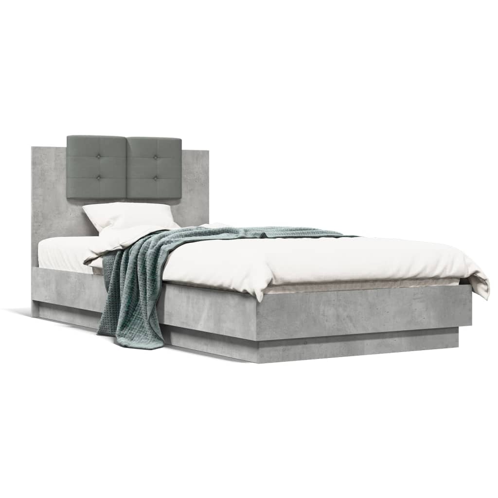 Bed Frame without Mattress Concrete Grey 90x190 cm Single