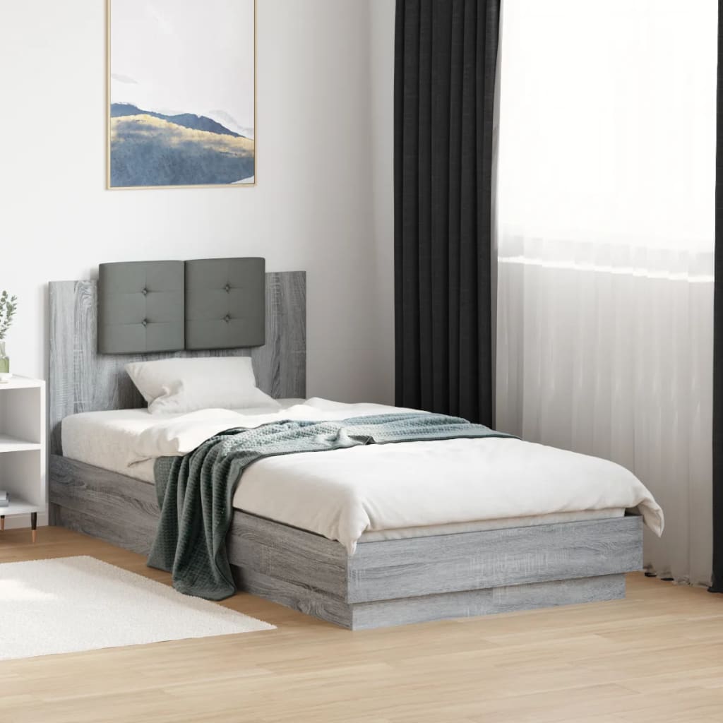 Bed Frame without Mattress Grey Sonoma 90x190 cm Single