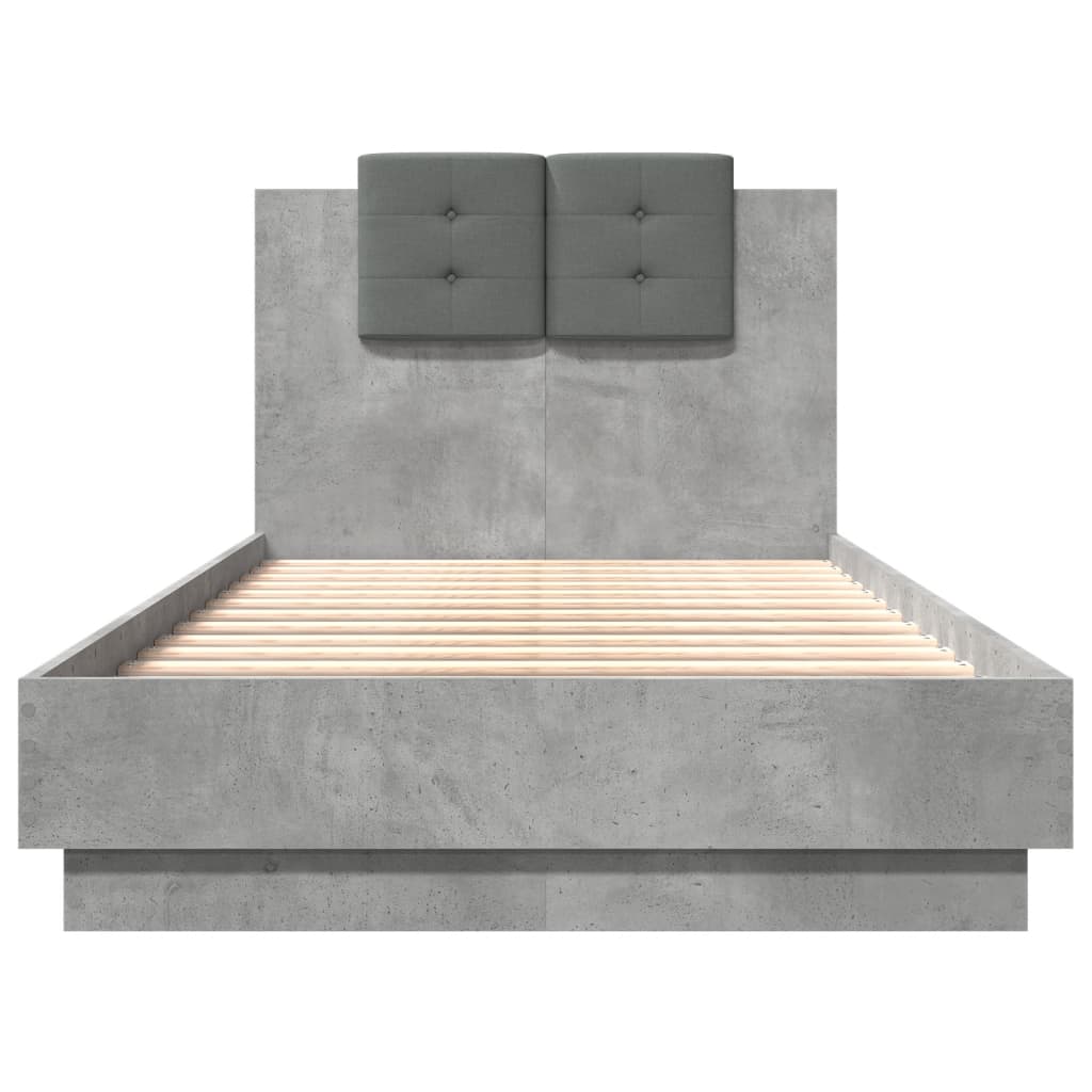 Bed Frame without Mattress Concrete Grey 75x190 cm Small Single