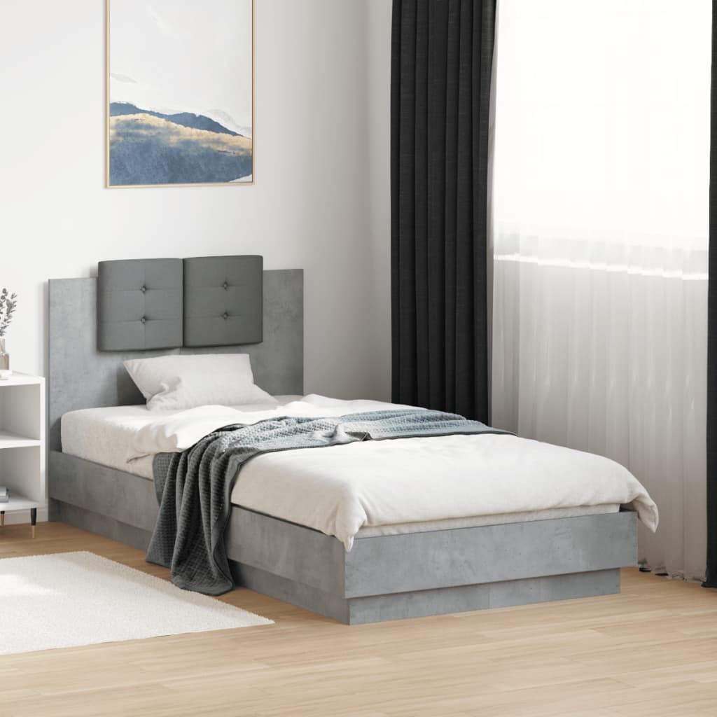 Bed Frame without Mattress Concrete Grey 75x190 cm Small Single