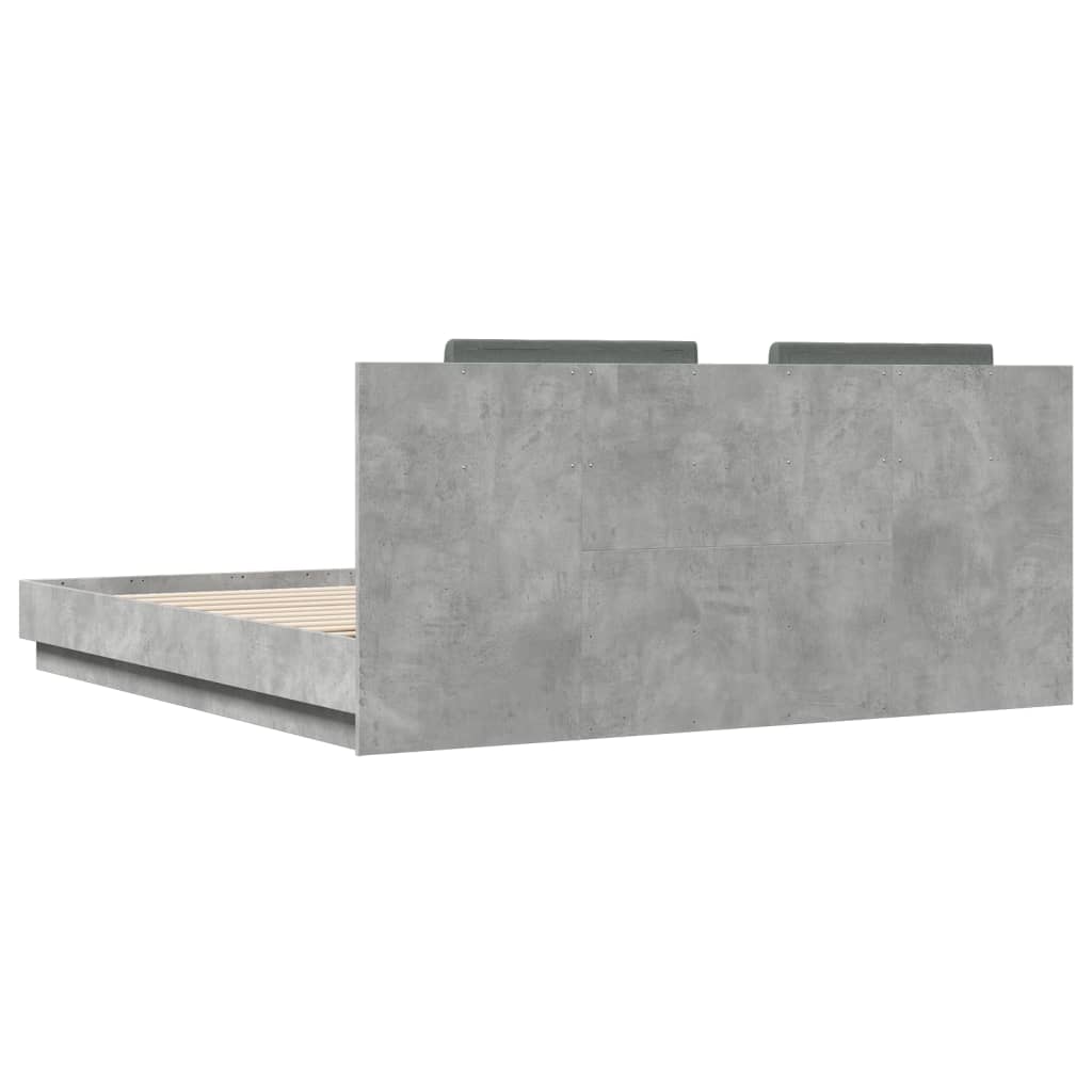 Bed Frame with LED without Mattress Concrete Grey 180x200 cm Super King