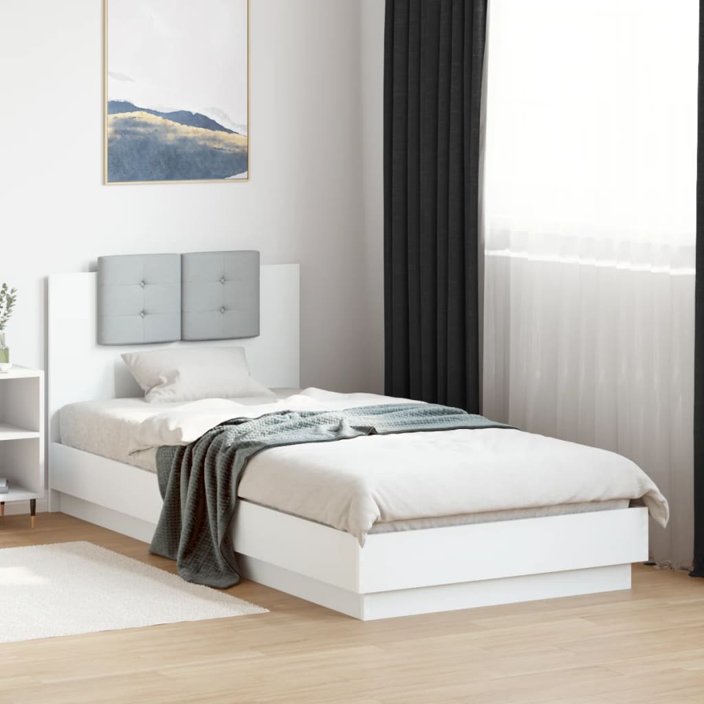 Bed Frame with LED without Mattress White 100x200 cm