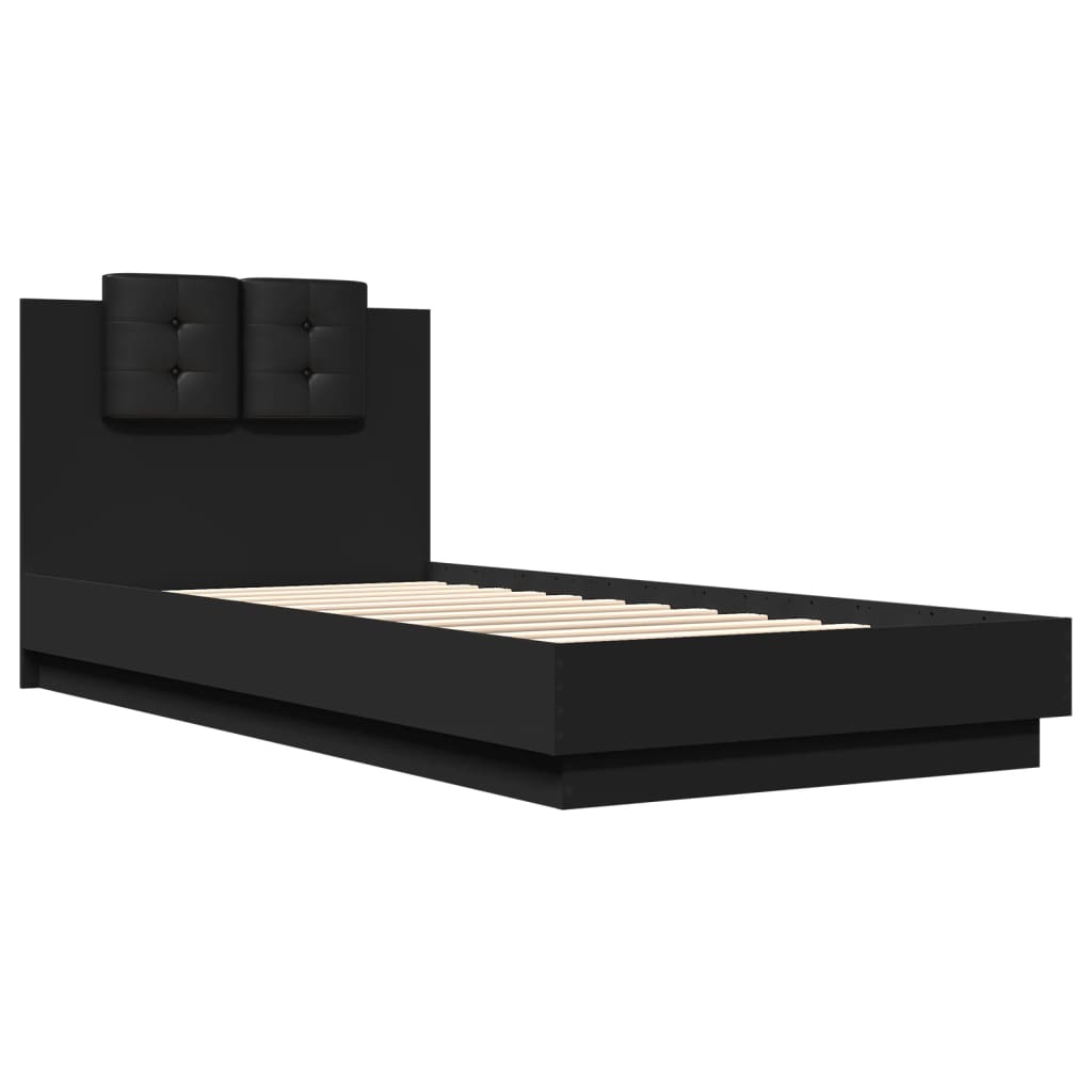 Bed Frame with LED without Mattress Black 100x200 cm