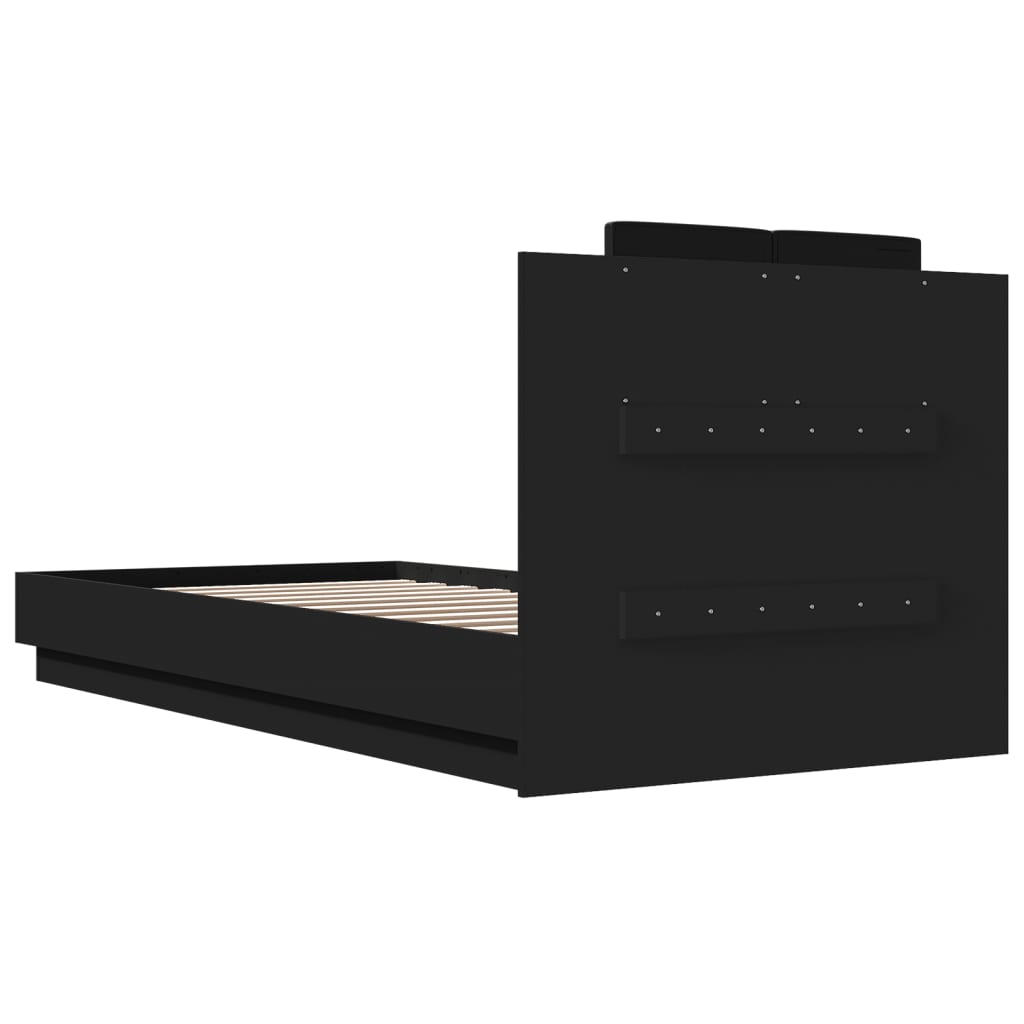 Bed Frame with LED without Mattress Black 100x200 cm