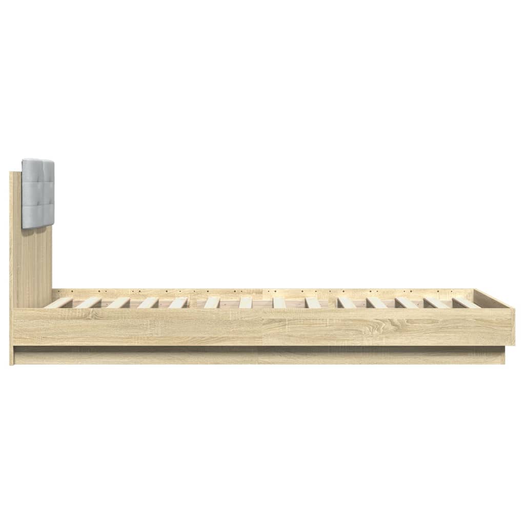 Bed Frame with LED without Mattress Sonoma Oak 100x200 cm