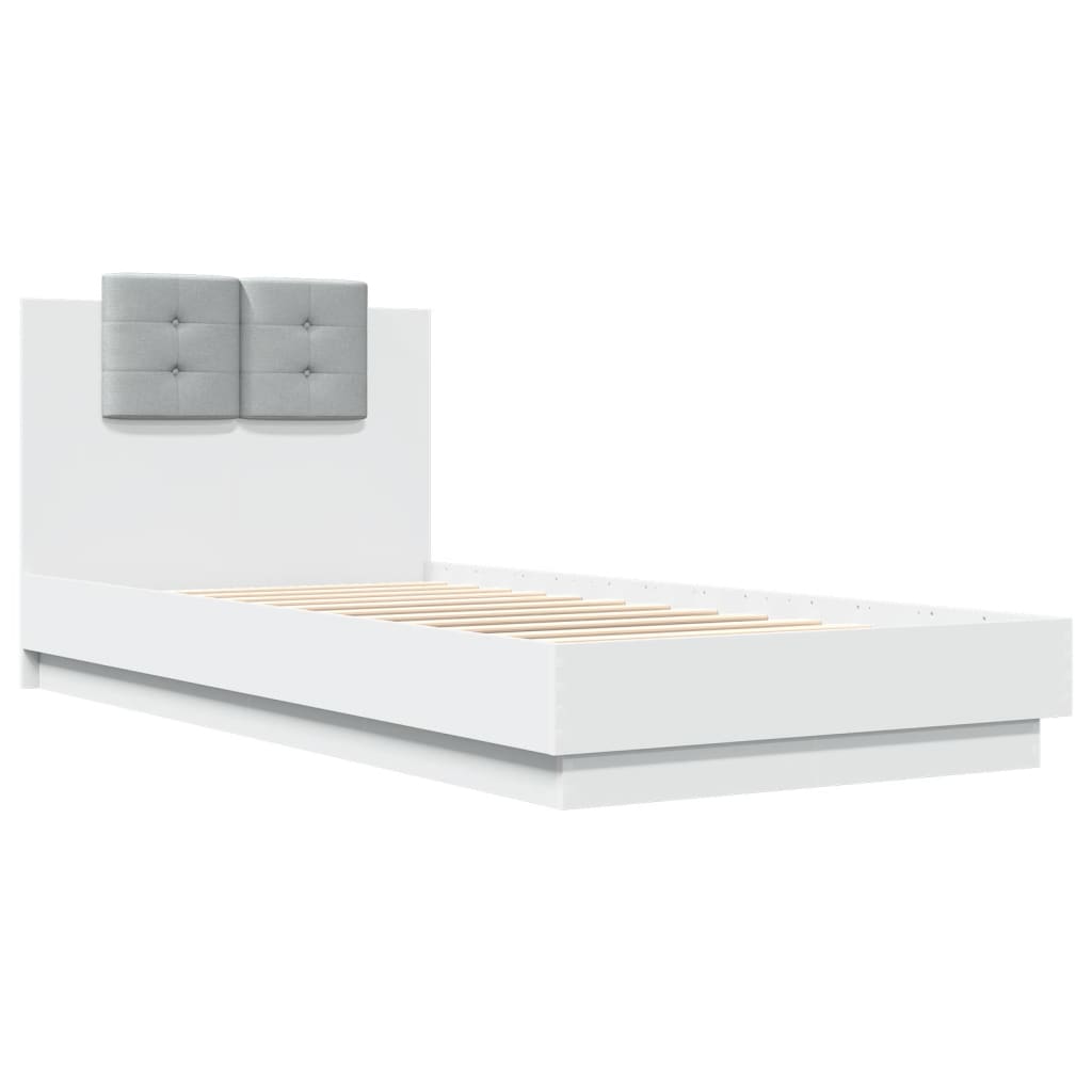 Bed Frame with LED without Mattress White 90x200 cm