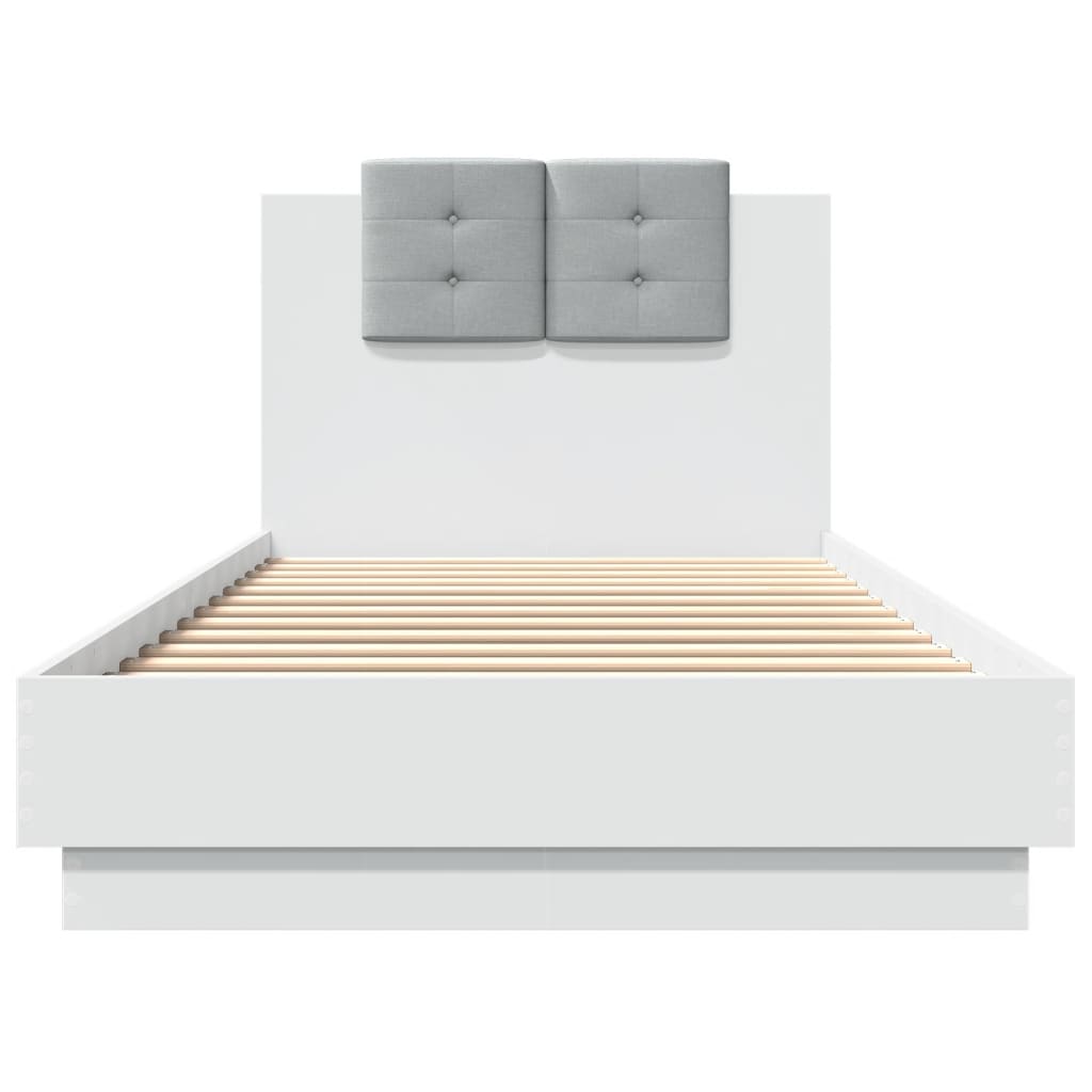 Bed Frame with LED without Mattress White 90x200 cm