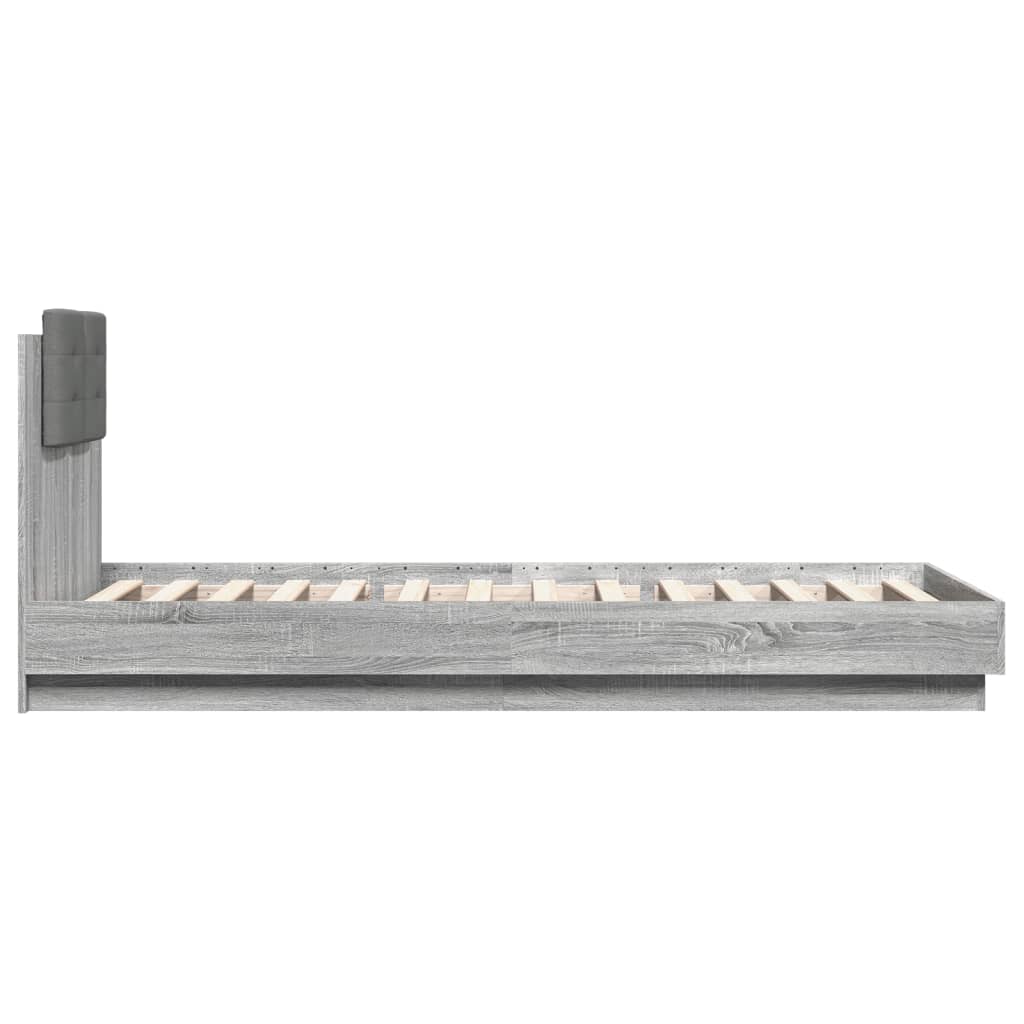 Bed Frame with LED without Mattress Grey Sonoma 90x200 cm