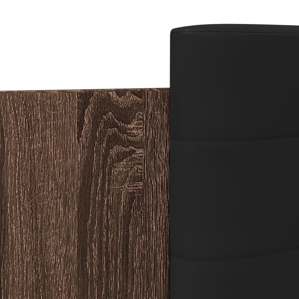 Bed Frame with LED without Mattress Brown Oak 90x190 cm Single