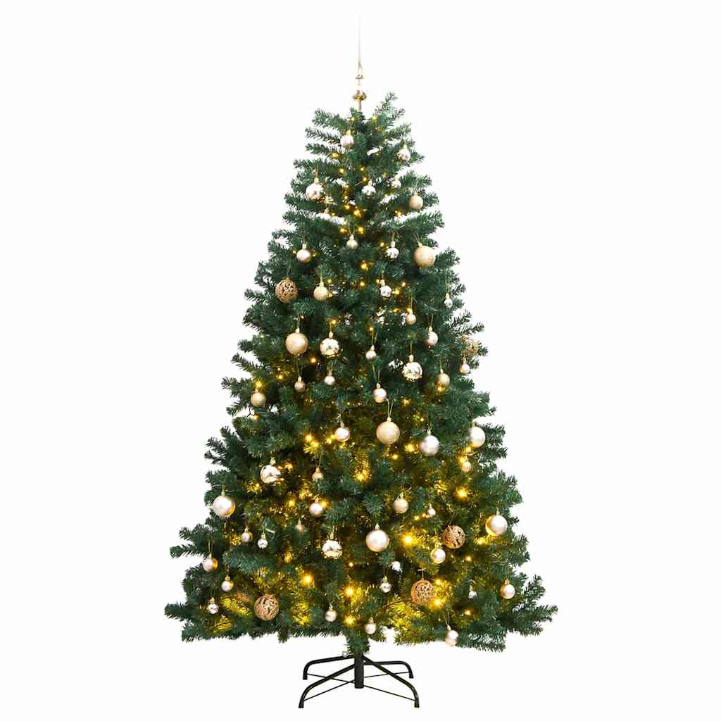 Artificial Hinged Christmas Tree 300 LEDs & Ball Set 240 cm
