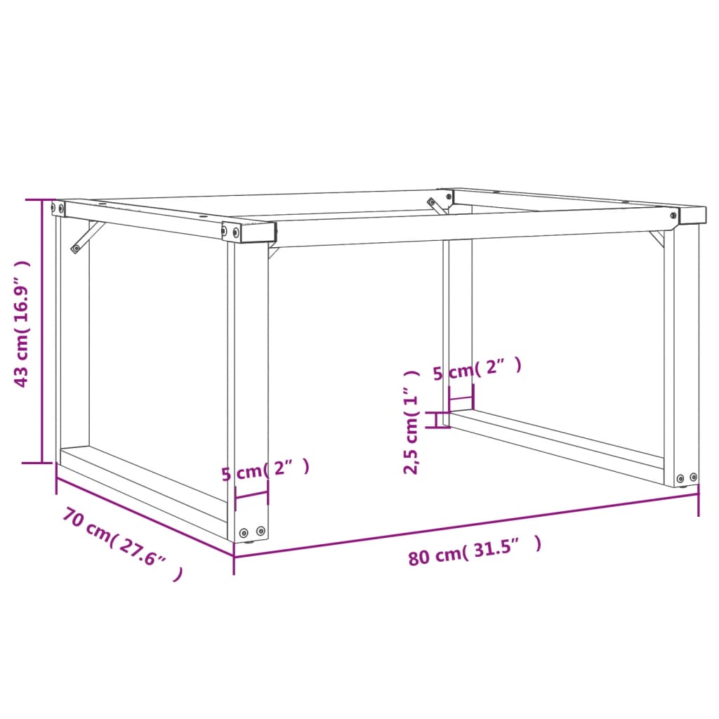 Coffee Table Legs O-Frame 80X70X43 Cm Steel