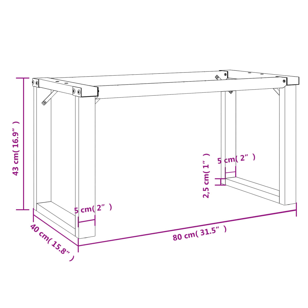 Coffee Table Legs O-Frame 80X40X43 Cm Steel