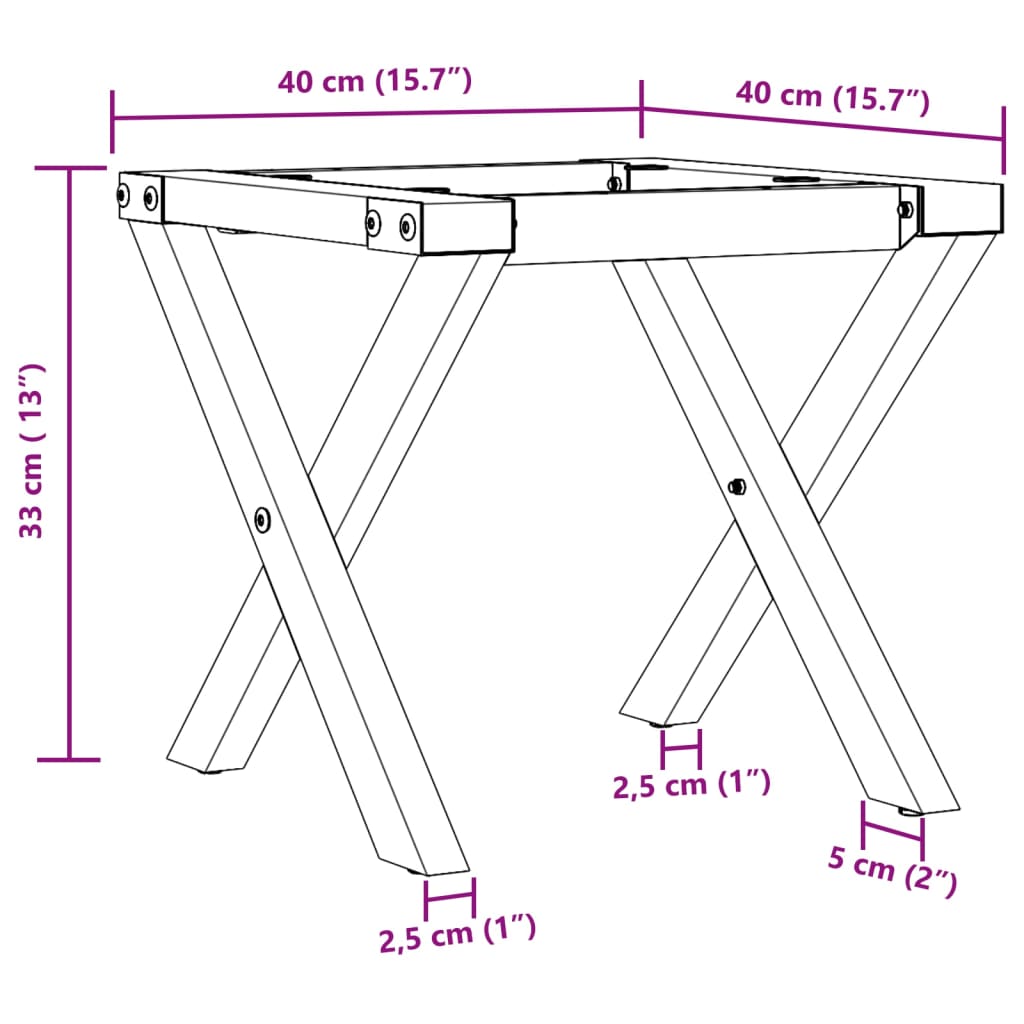 Coffee Table Legs X-Frame 40X40X33 Cm Steel