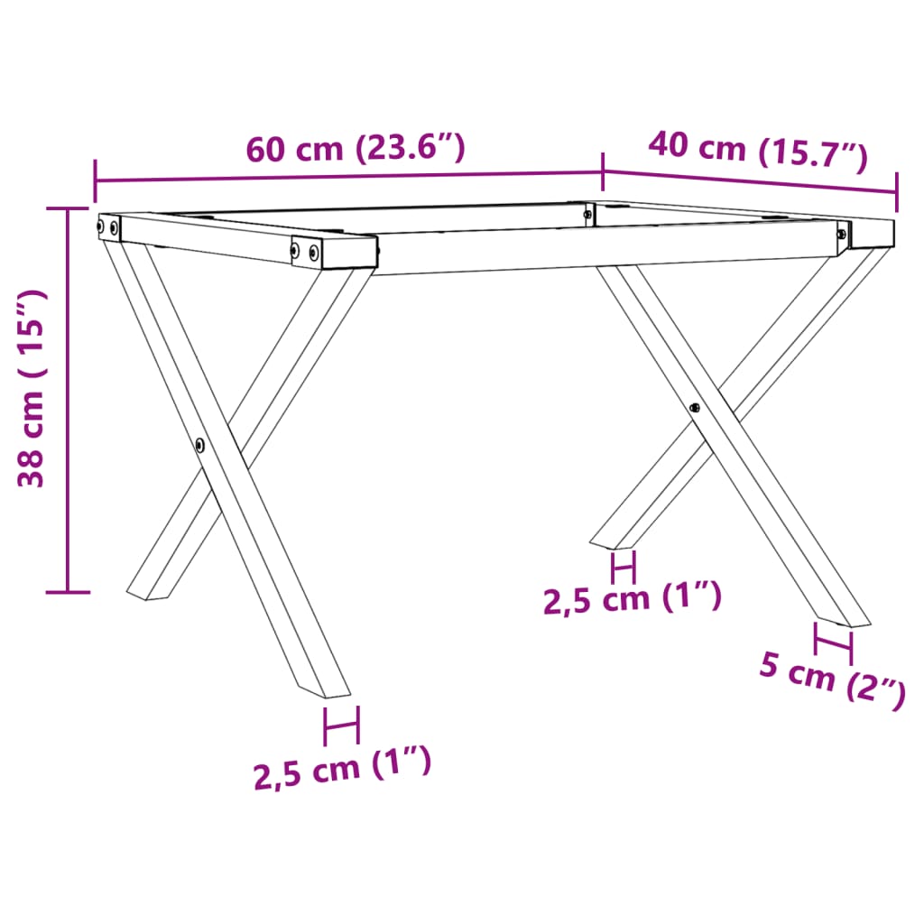 Coffee Table Legs X-Frame 60X40X38 Cm Steel