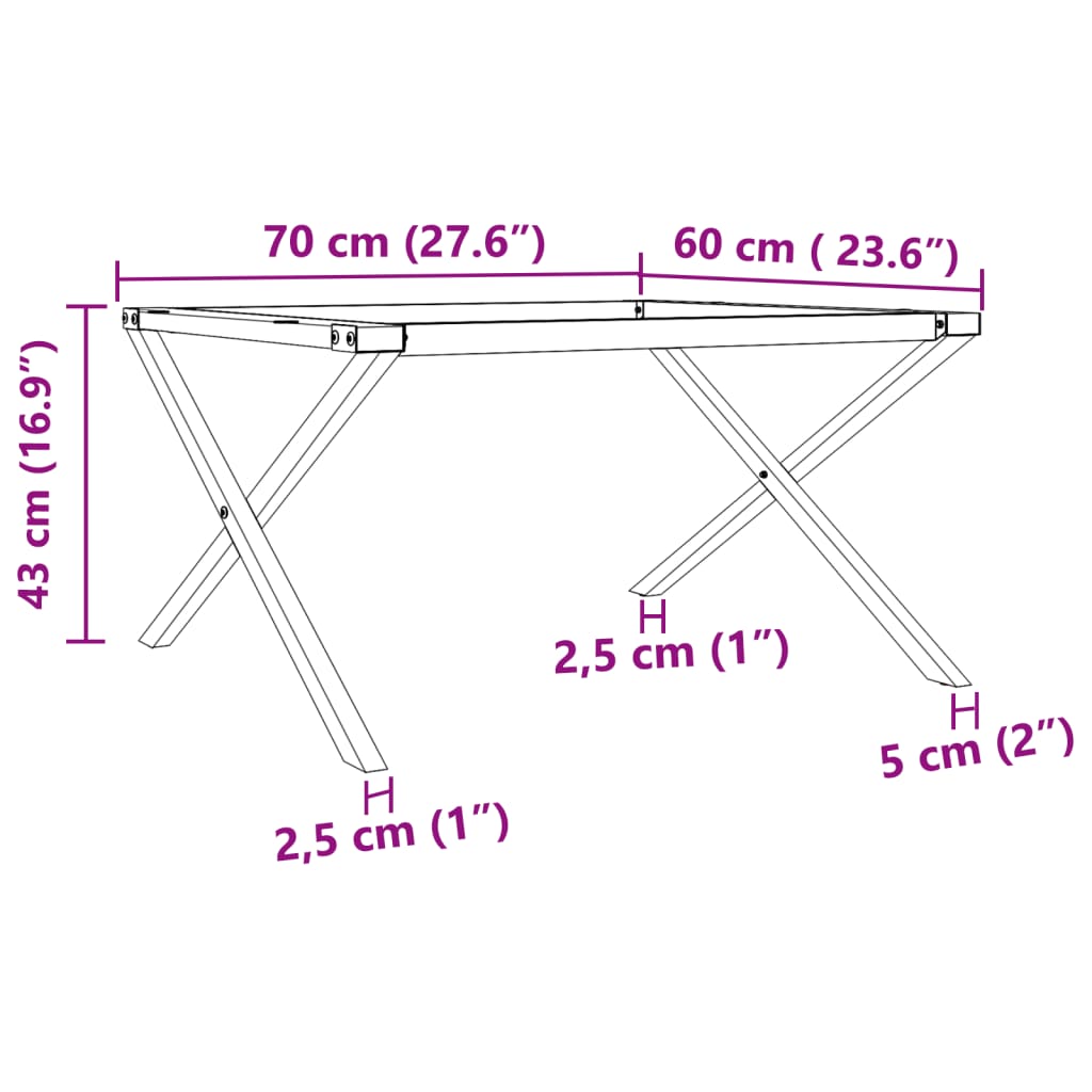 Coffee Table Legs X-Frame 70X60X43 Cm Steel