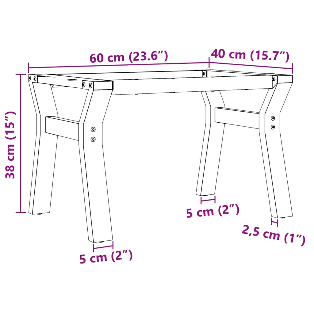 Coffee Table Legs Y-Frame 60X40X38 Cm Steel