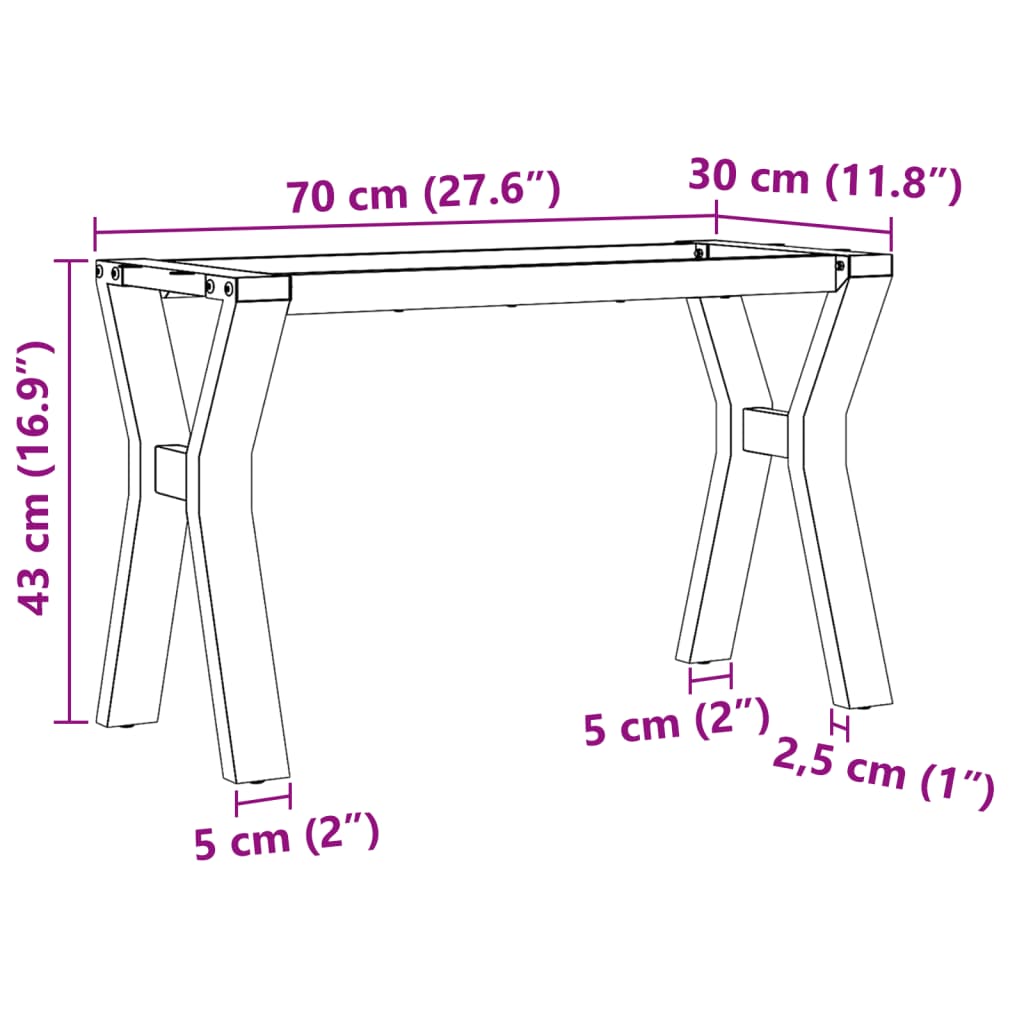 Coffee Table Legs Y-Frame 70X30X43 Cm Steel