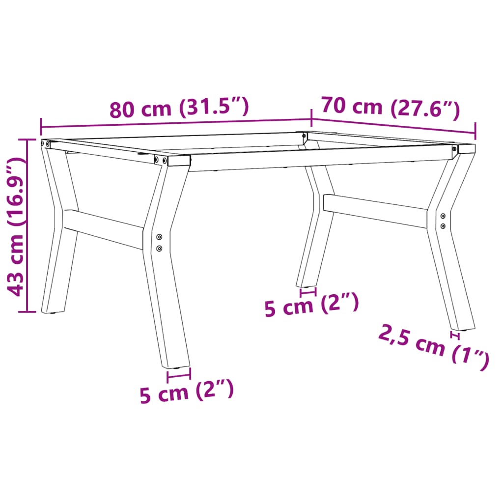 Coffee Table Legs Y-Frame 80X70X43 Cm Steel