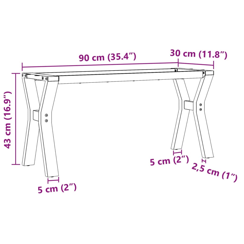 Coffee Table Legs Y-Frame 90X30X43 Cm Steel
