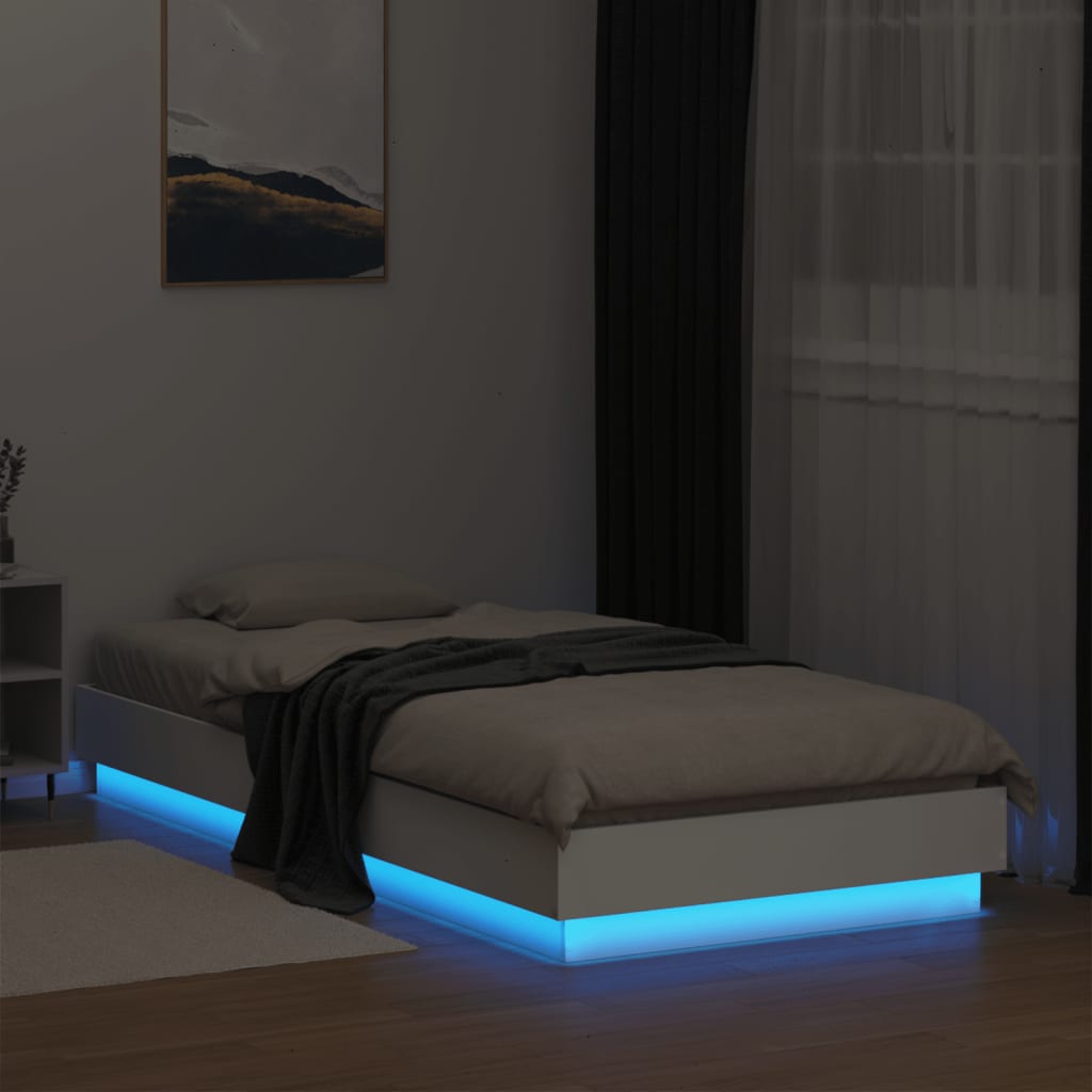 Bed Frame without Mattress with LED Lights White 100x200 cm