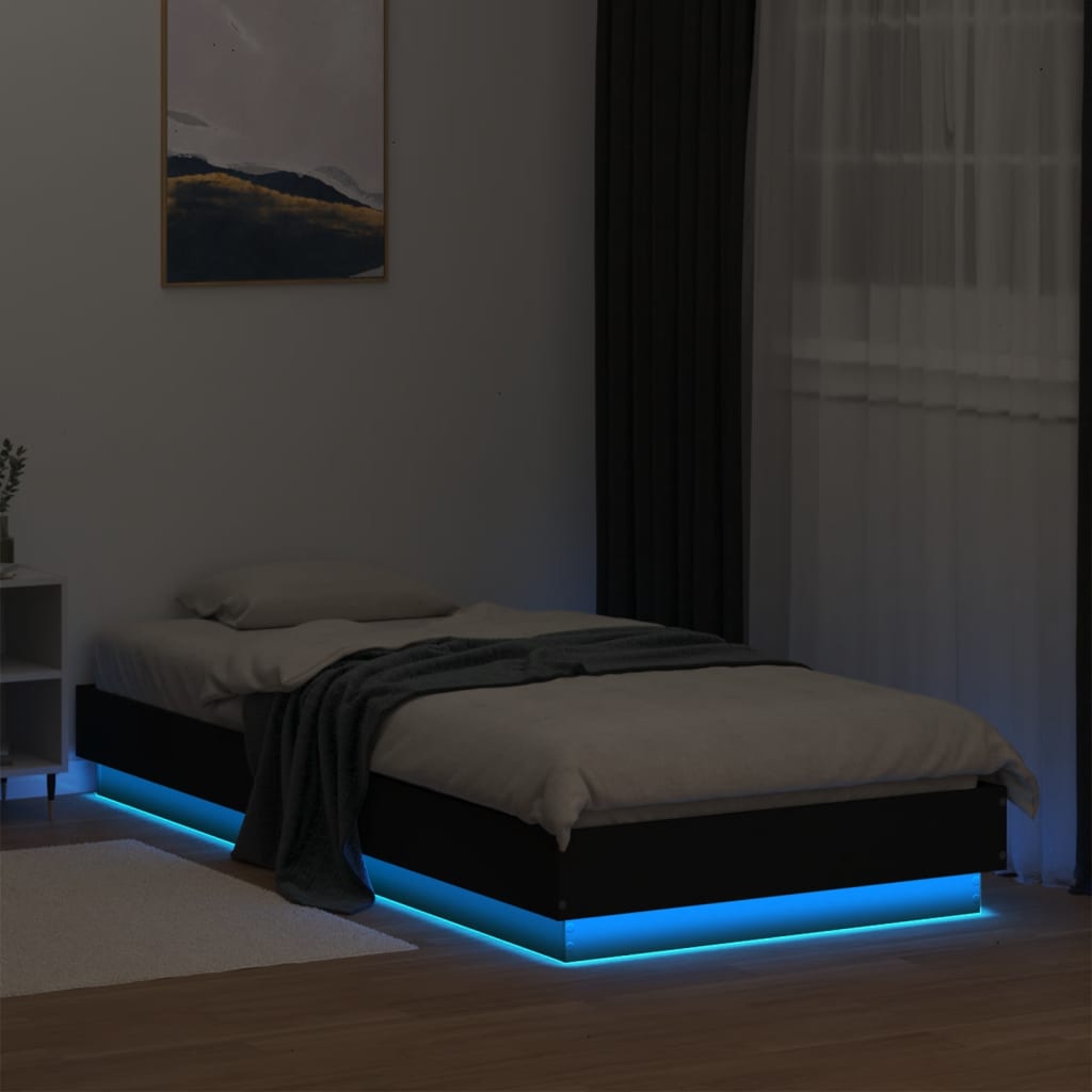 Bed Frame without Mattress with LED Lights Black 100x200 cm