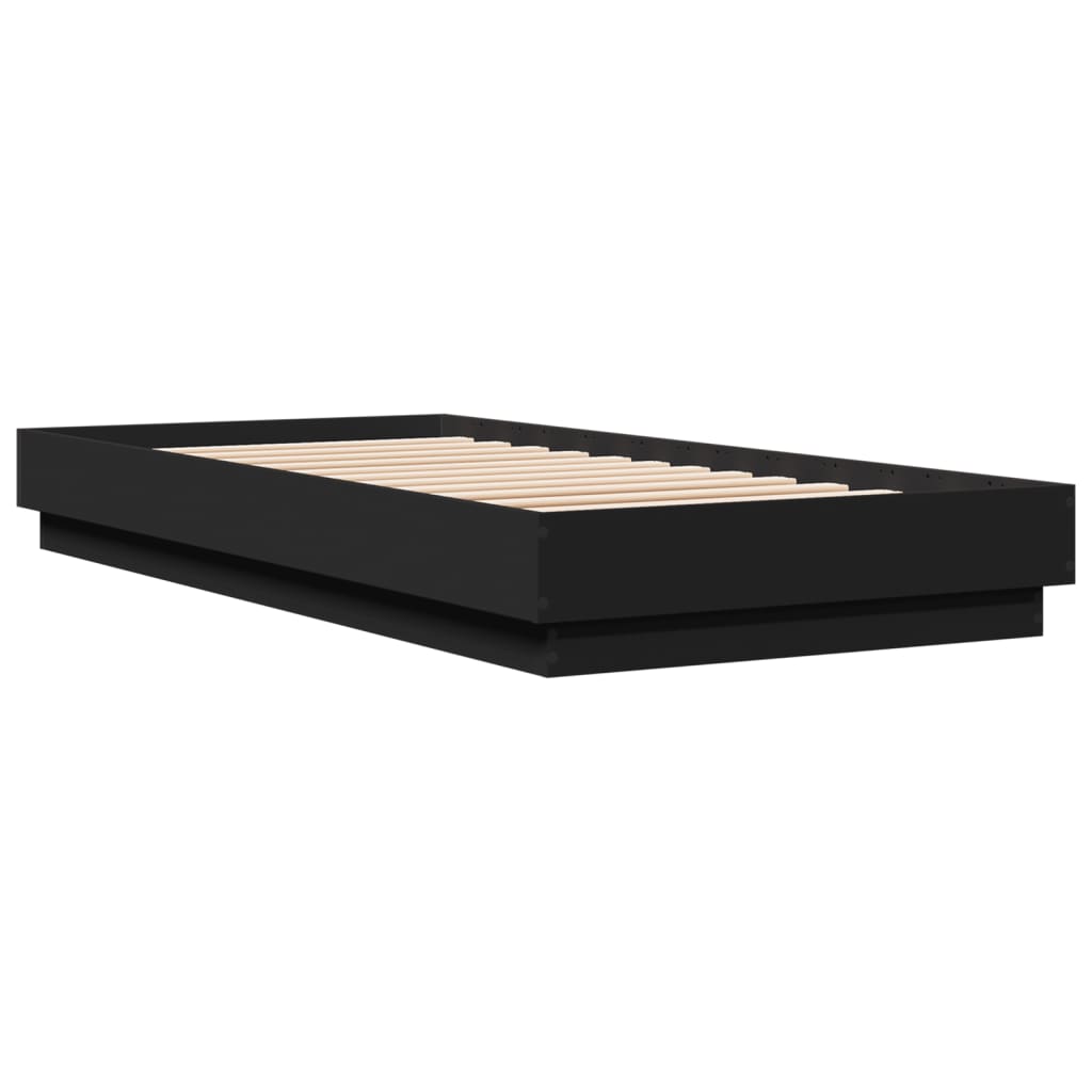 Bed Frame without Mattress Black 100x200 cm Engineered Wood