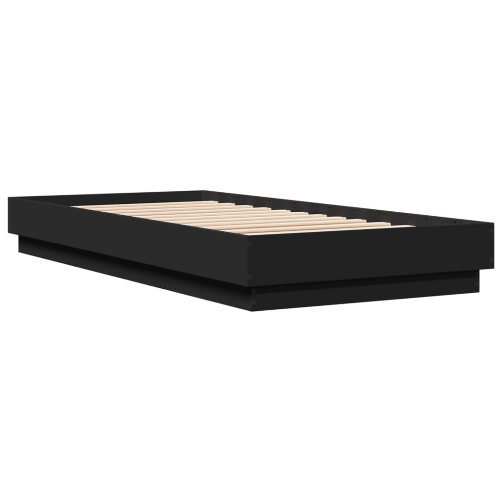 Bed Frame without Mattress Black 100x200 cm Engineered Wood