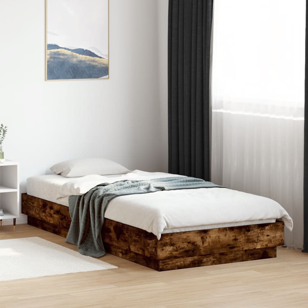 Bed Frame without Mattress Smoked Oak 100x200 cm Engineered Wood