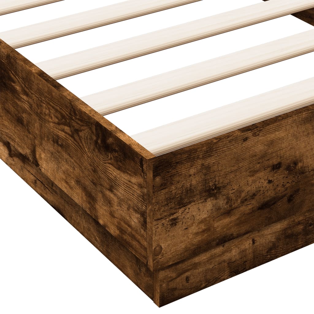 Bed Frame without Mattress Smoked Oak 90x200 cm Engineered Wood