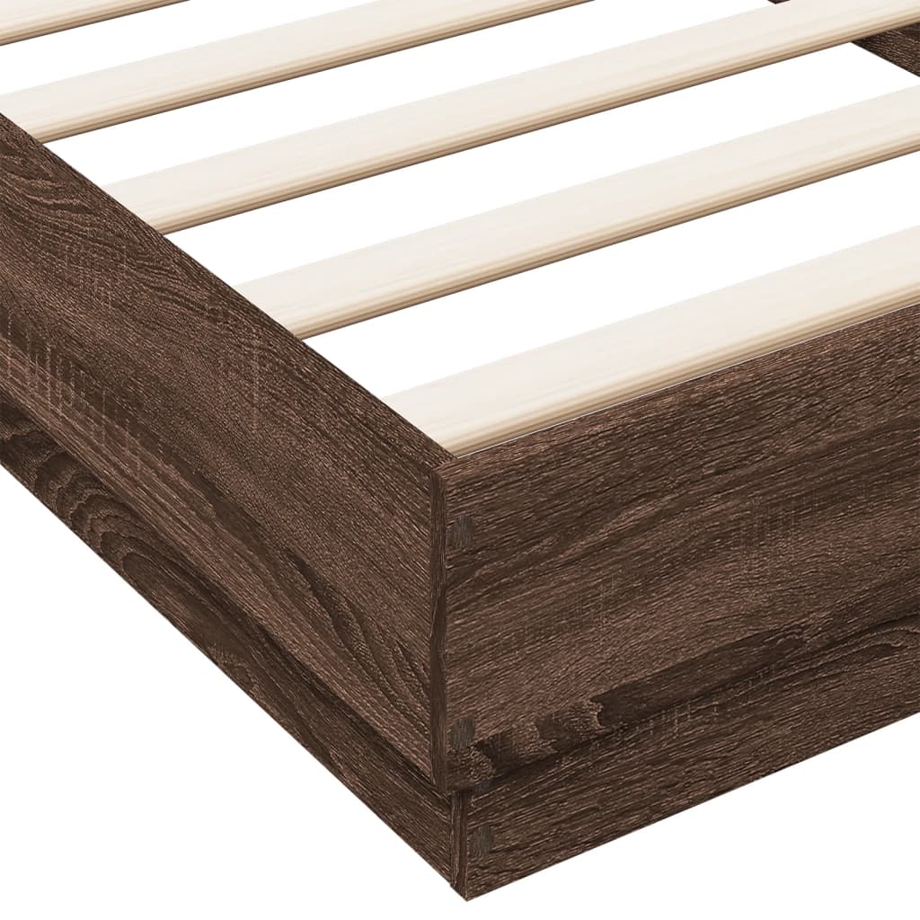 Bed Frame without Mattress Brown Oak 90x200 cm Engineered Wood