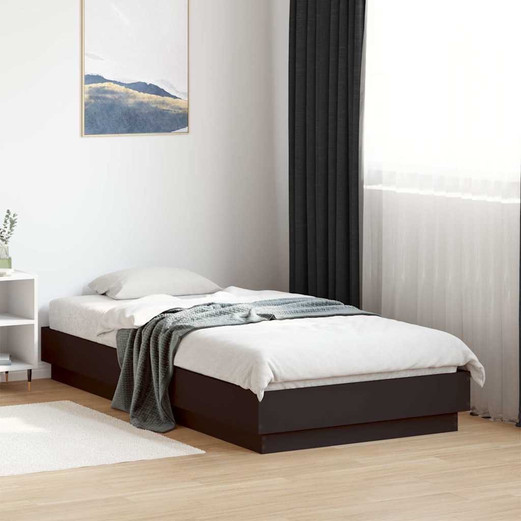 Bed Frame without Mattress Black 90x190 cm Single Engineered Wood