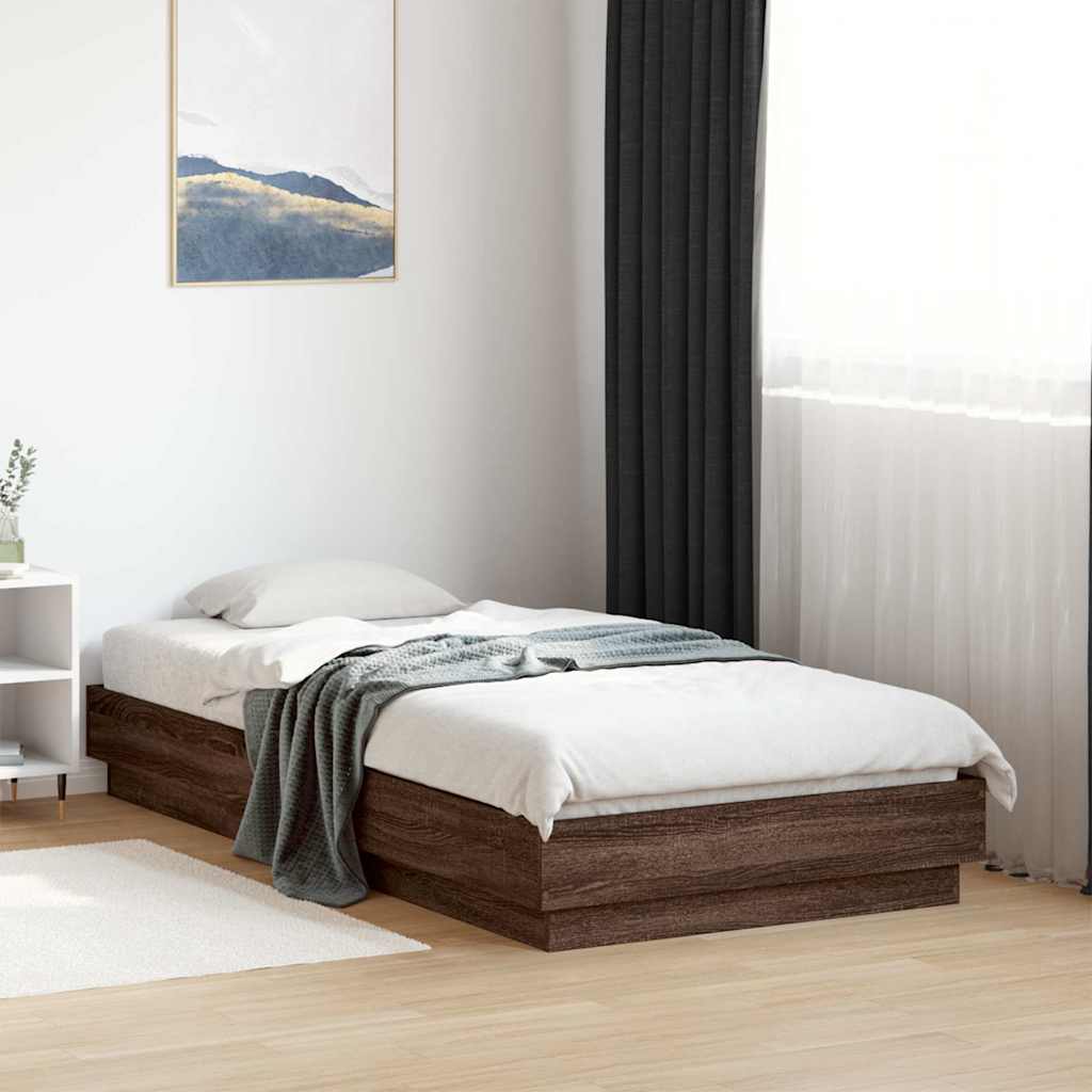 Bed Frame without Mattress Brown Oak 90x190 cm Single Engineered Wood