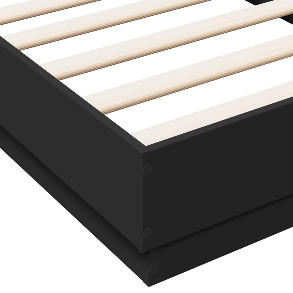 Bed Frame without Mattress Black 75x190 cm Small Single Engineered Wood