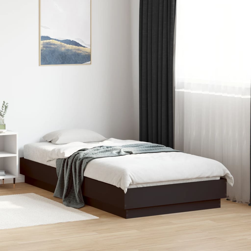 Bed Frame without Mattress Black 75x190 cm Small Single Engineered Wood