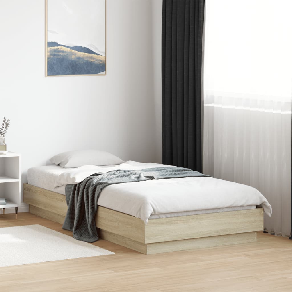 Bed Frame without Mattress Sonoma Oak 75x190 cm Small Single Engineered Wood