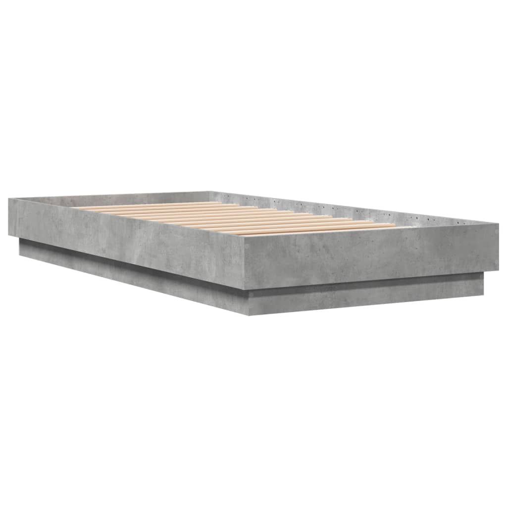 Bed Frame without Mattress Concrete Grey 75x190 cm Small Single