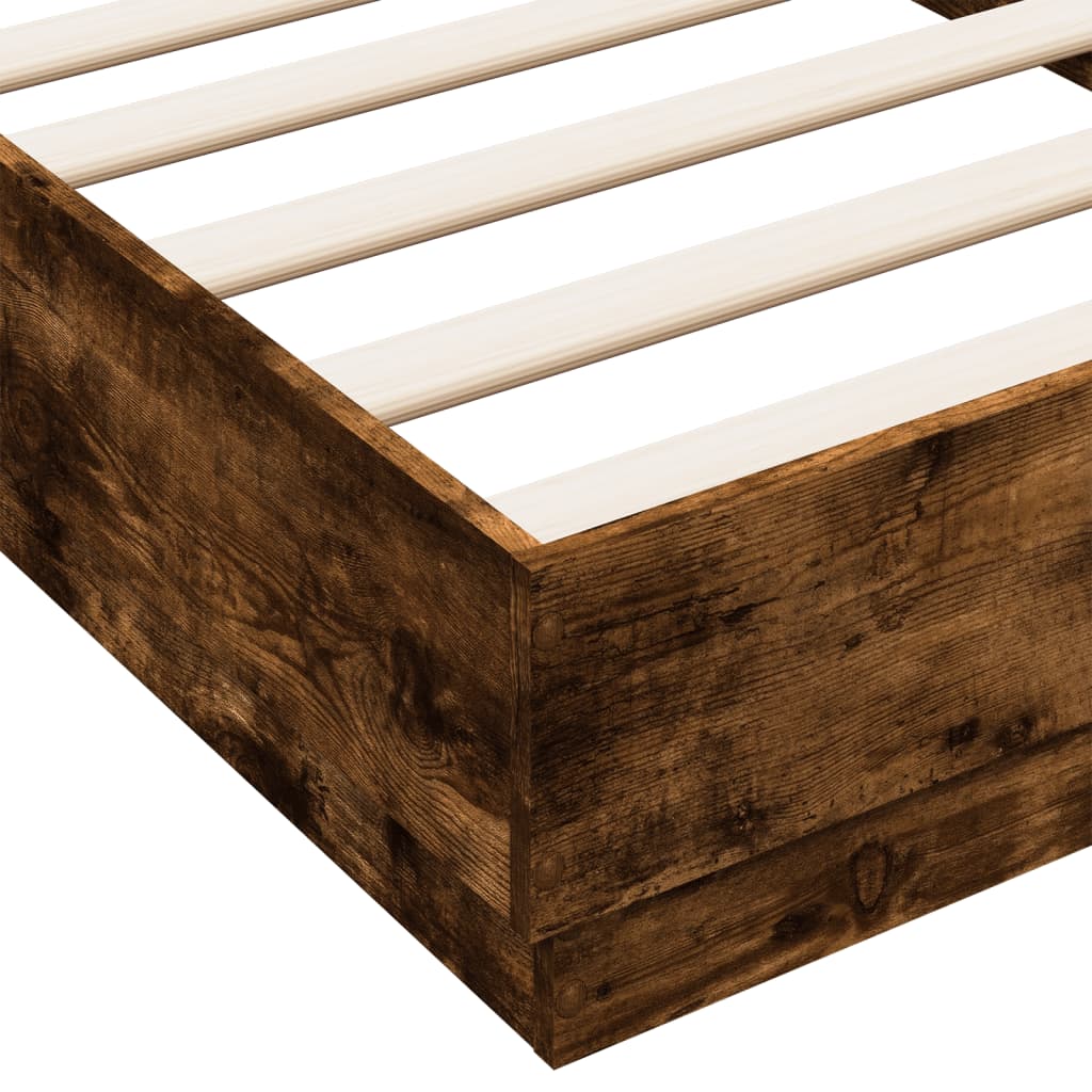 Bed Frame without Mattress Smoked Oak 75x190 cm Small Single Engineered Wood